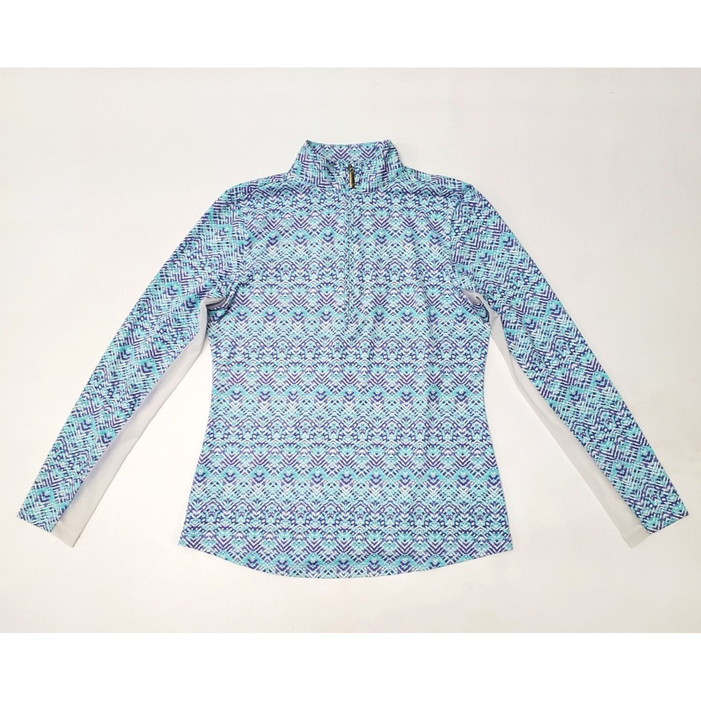 Cabana Life Women's Zippered Polo Rash Guard Long Sleeve size S